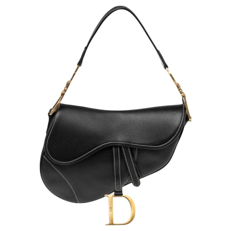 Pre Owned Dior Black Leather Saddle Bag
