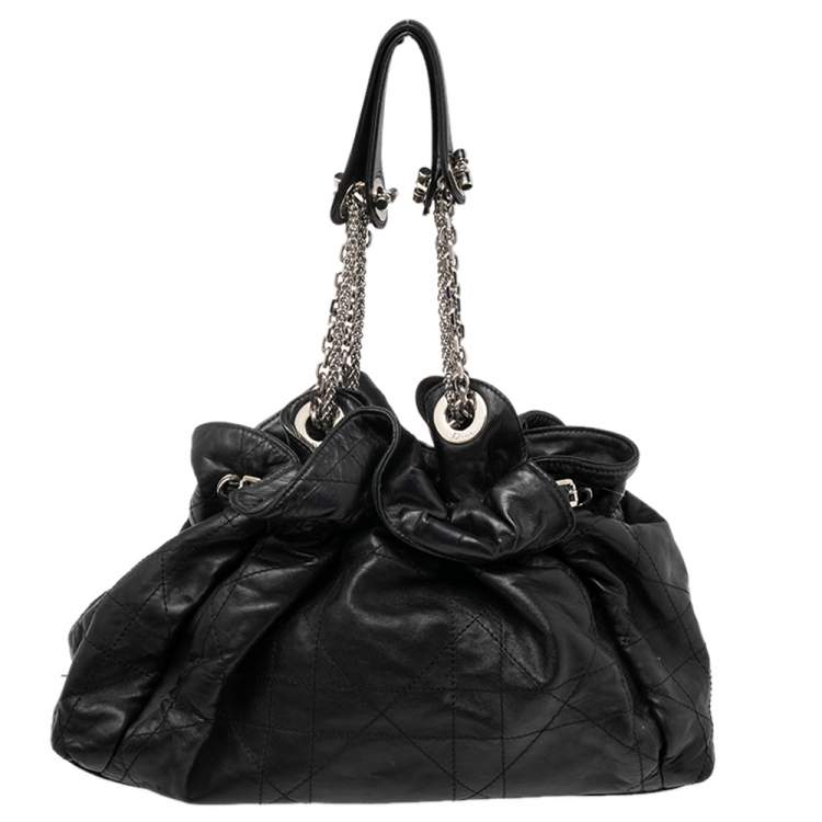 Pre Owned Dior Black Cannage Leather Le Trente Hobo
