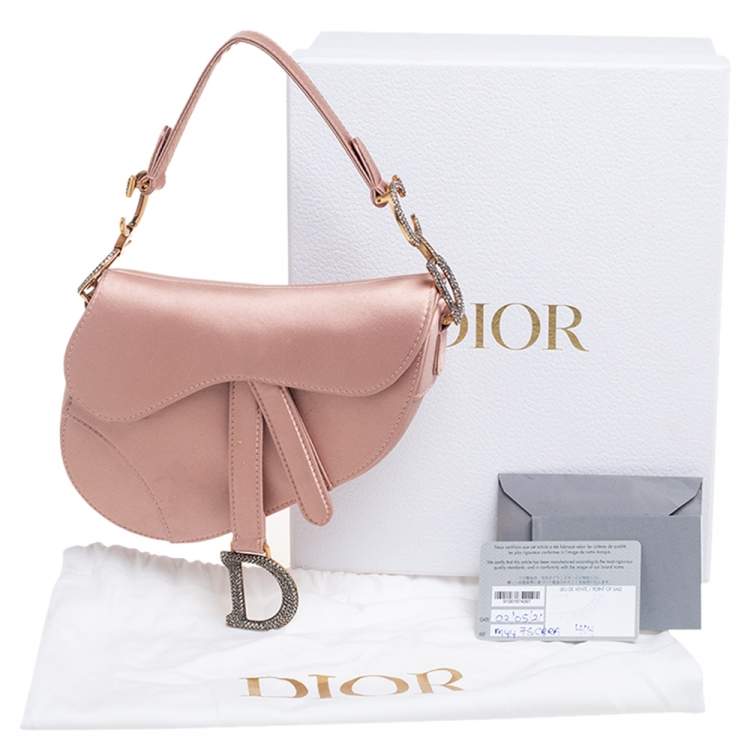 Pre Owned Dior Beige Satin Mini Saddle Bag