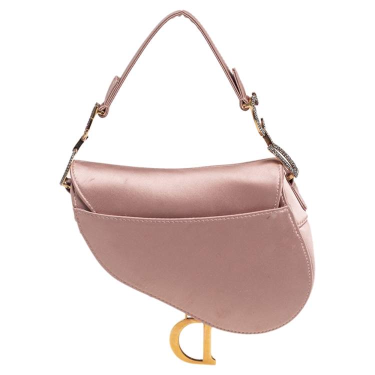 Pre Owned Dior Beige Satin Mini Saddle Bag