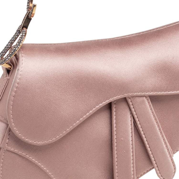 Pre Owned Dior Beige Satin Mini Saddle Bag