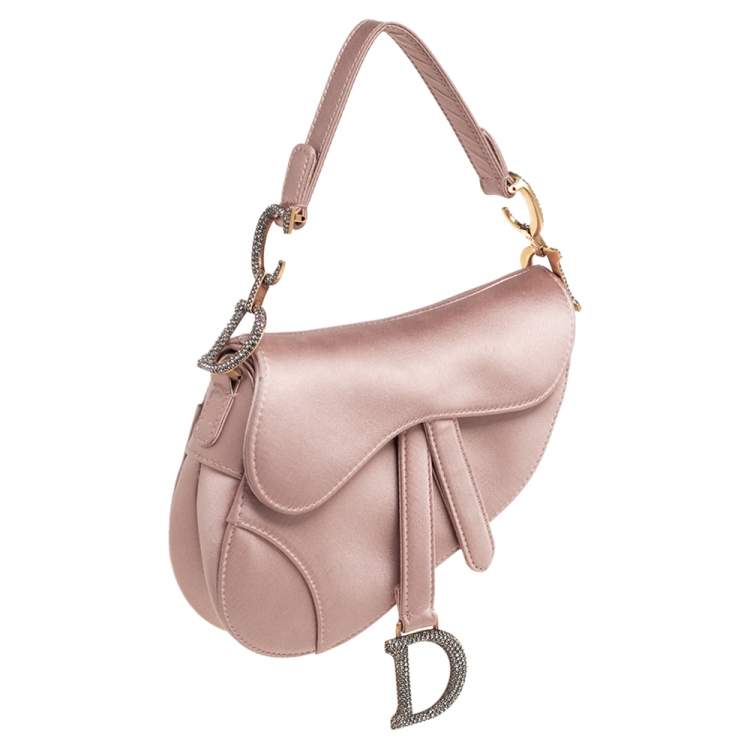 Pre Owned Dior Beige Satin Mini Saddle Bag