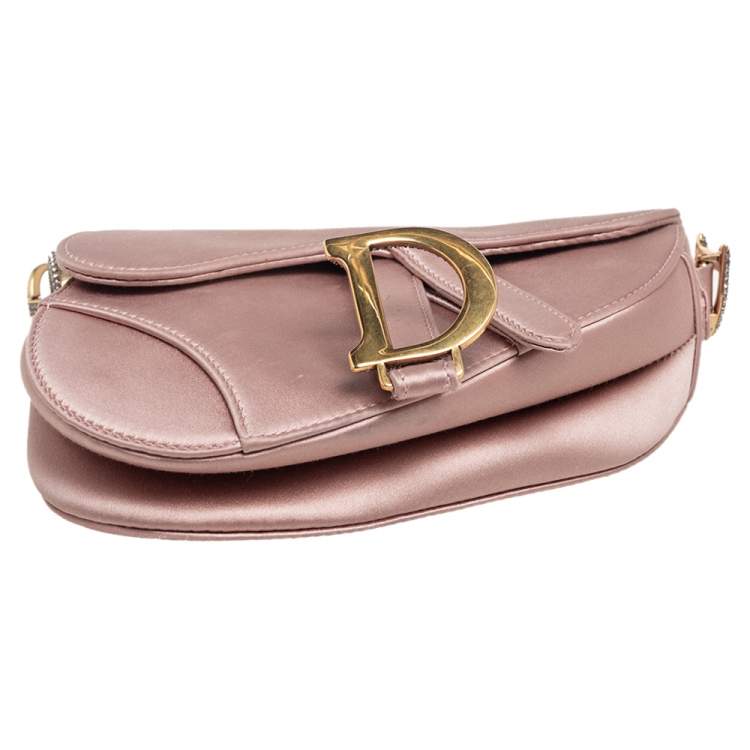 Pre Owned Dior Beige Satin Mini Saddle Bag
