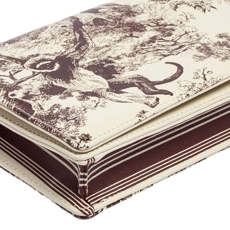 مملوكة مسبقًا Dior White Printed Leather Lady Dior Toile de Jouy Wallet on Chain
