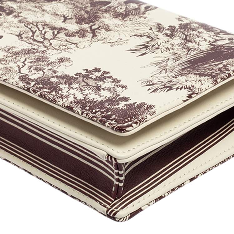 مملوكة مسبقًا Dior White Printed Leather Lady Dior Toile de Jouy Wallet on Chain