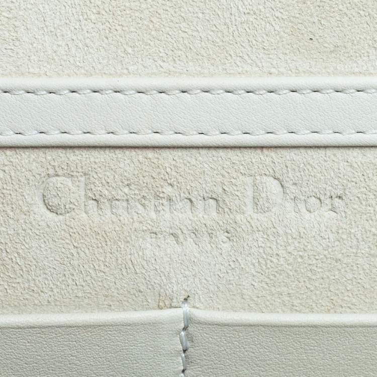 مملوكة مسبقًا Dior White Printed Leather Lady Dior Toile de Jouy Wallet on Chain