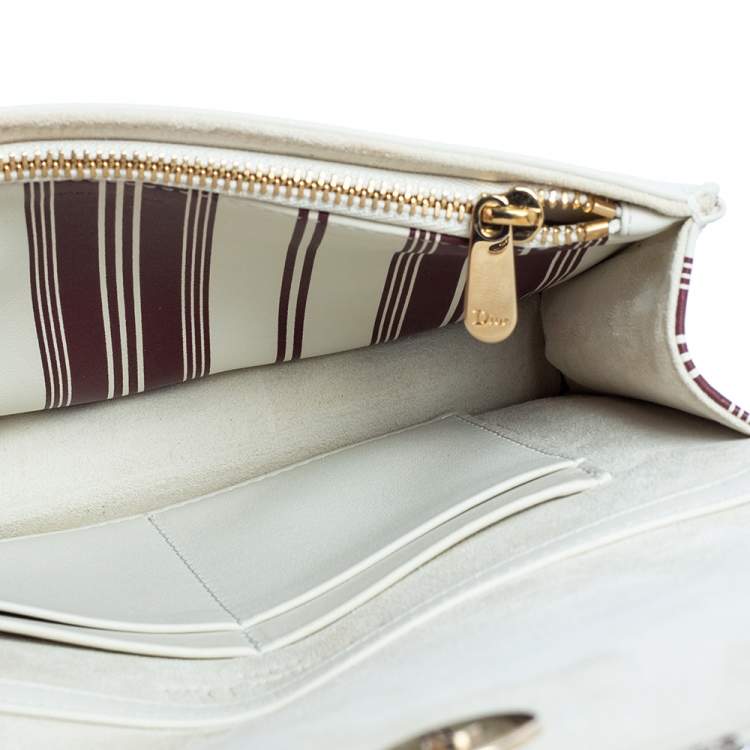 مملوكة مسبقًا Dior White Printed Leather Lady Dior Toile de Jouy Wallet on Chain