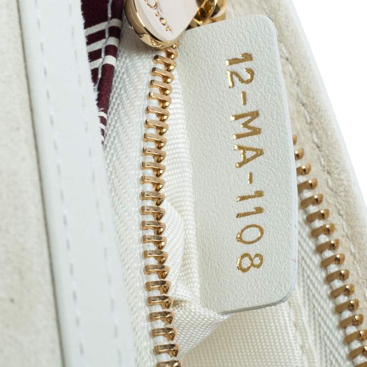 مملوكة مسبقًا Dior White Printed Leather Lady Dior Toile de Jouy Wallet on Chain