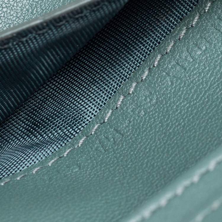 Pre Owned Dior Green Cannage Leather Lady Dior Flap Card Holder