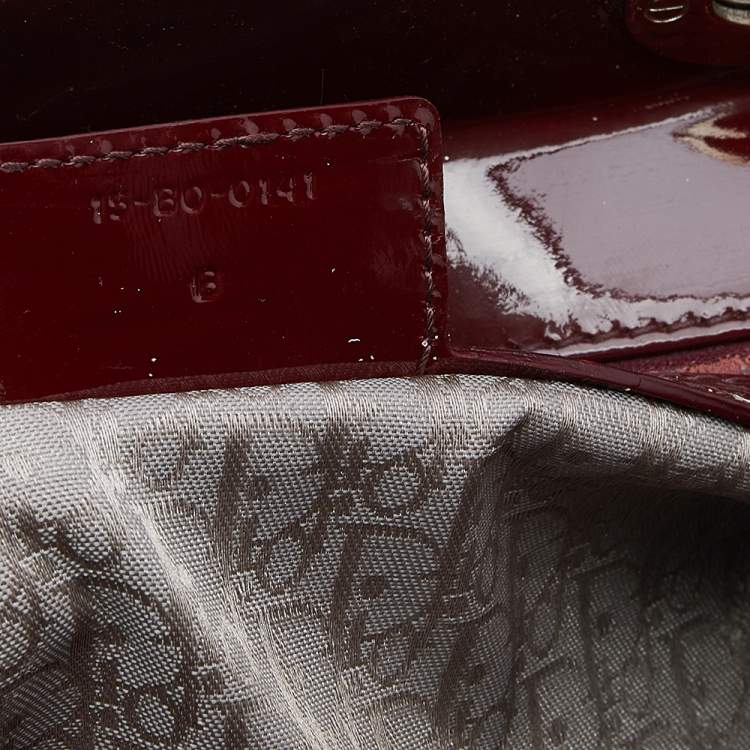 Pre Owned Dior Burgundy Patent Leather Large Lady Dior Tote