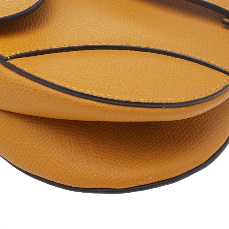 Pre Owned Dior Mustard Yellow Leather Saddle Bag
