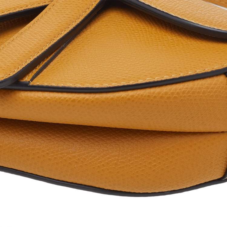 Pre Owned Dior Mustard Yellow Leather Saddle Bag