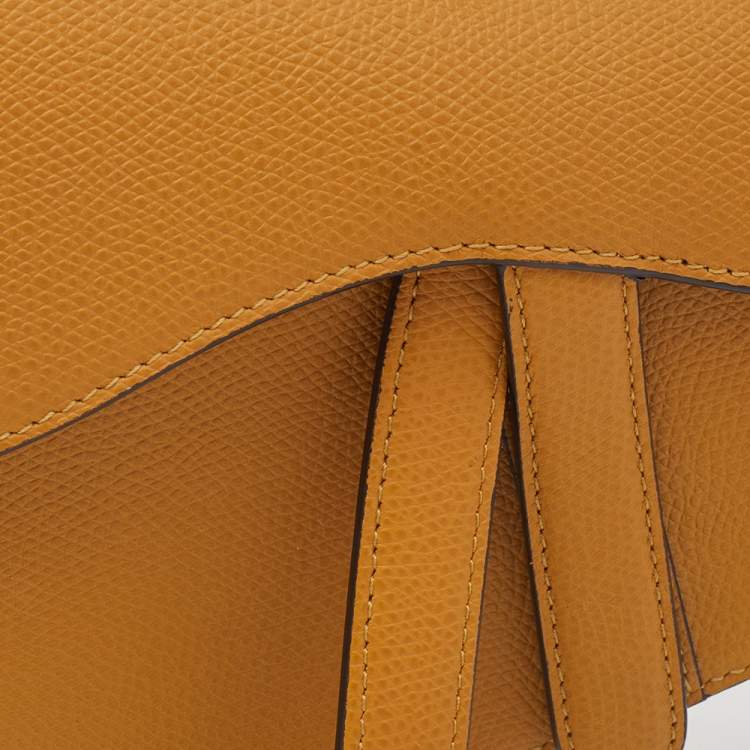 Pre Owned Dior Mustard Yellow Leather Saddle Bag