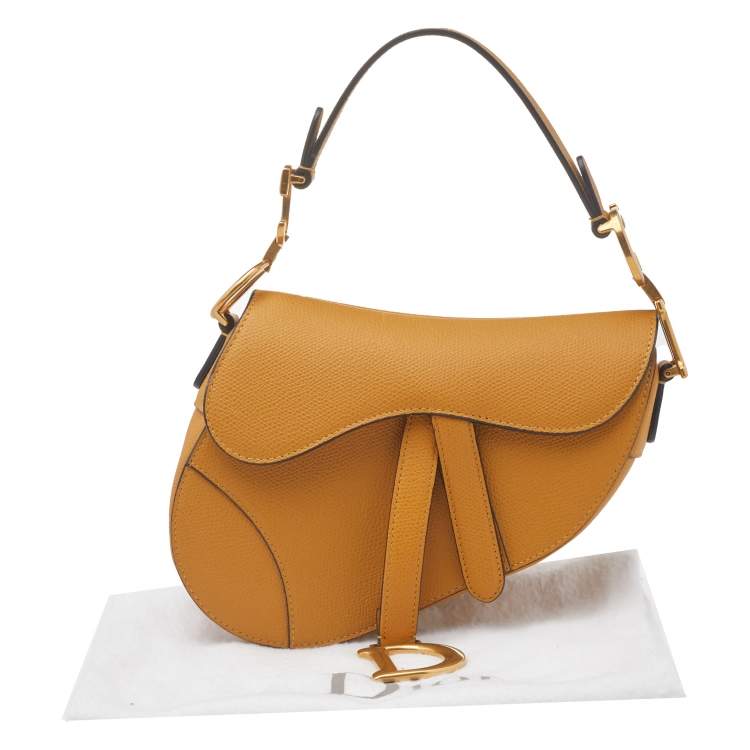 Pre Owned Dior Mustard Yellow Leather Saddle Bag