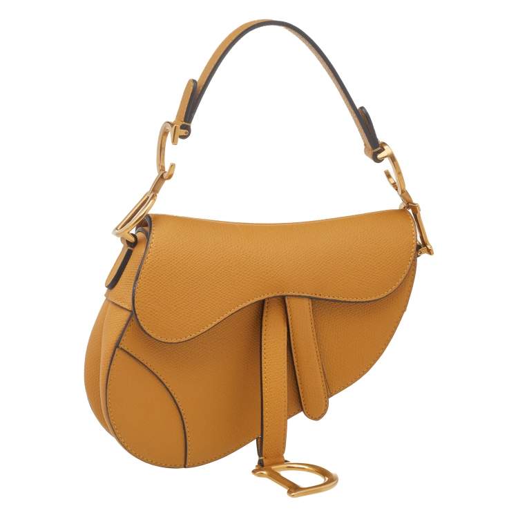 Pre Owned Dior Mustard Yellow Leather Saddle Bag