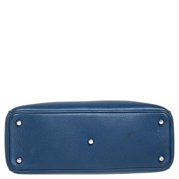 Pre Owned Dior Blue Grained Leather Medium Diorissimo Shopper Tote