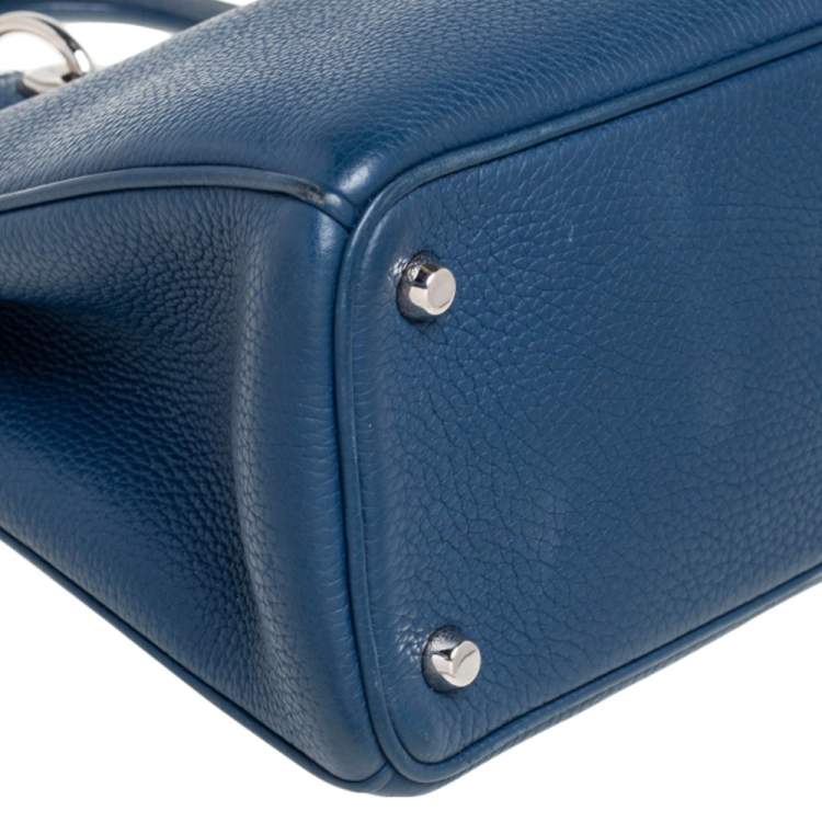 Pre Owned Dior Blue Grained Leather Medium Diorissimo Shopper Tote