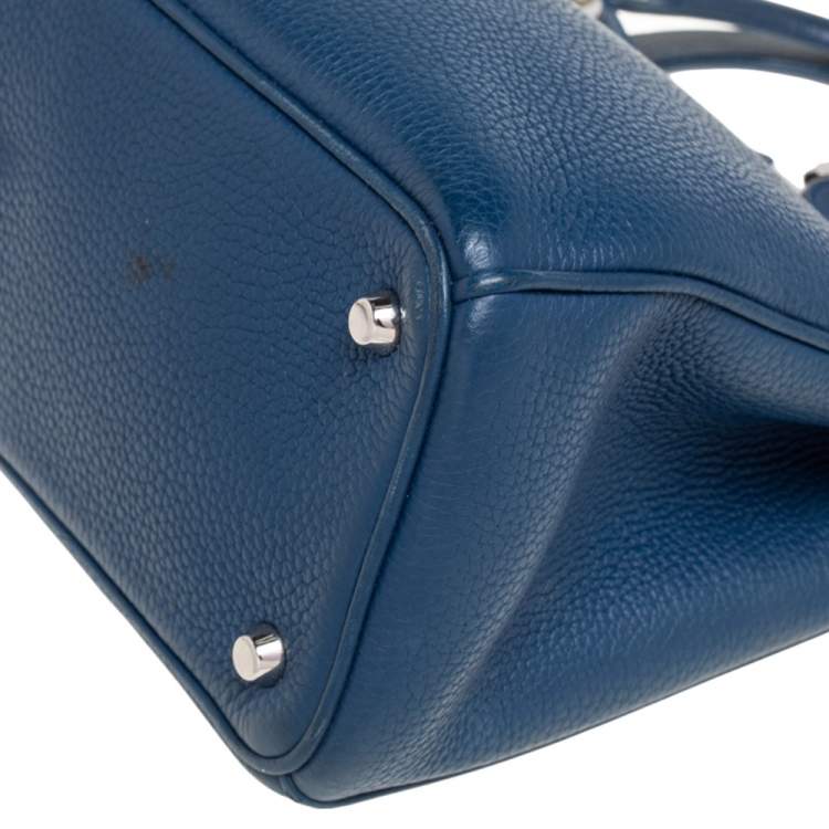 Pre Owned Dior Blue Grained Leather Medium Diorissimo Shopper Tote