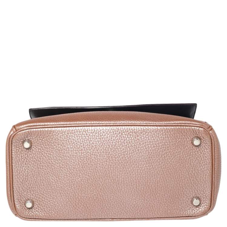 Pre Owned Dior Metallic Beige Leather Small Be Dior Flap Top Handle Bag