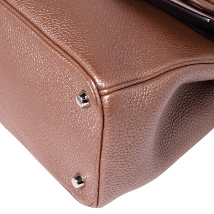 Pre Owned Dior Metallic Beige Leather Small Be Dior Flap Top Handle Bag