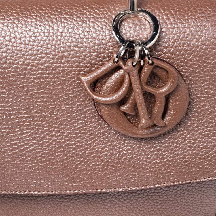 Pre Owned Dior Metallic Beige Leather Small Be Dior Flap Top Handle Bag