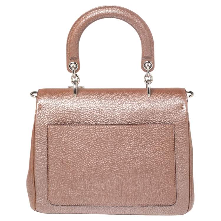 Pre Owned Dior Metallic Beige Leather Small Be Dior Flap Top Handle Bag