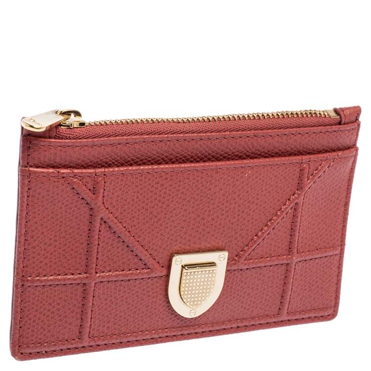 Pre Owned Dior Old Rose Leather Diorama Card Holder