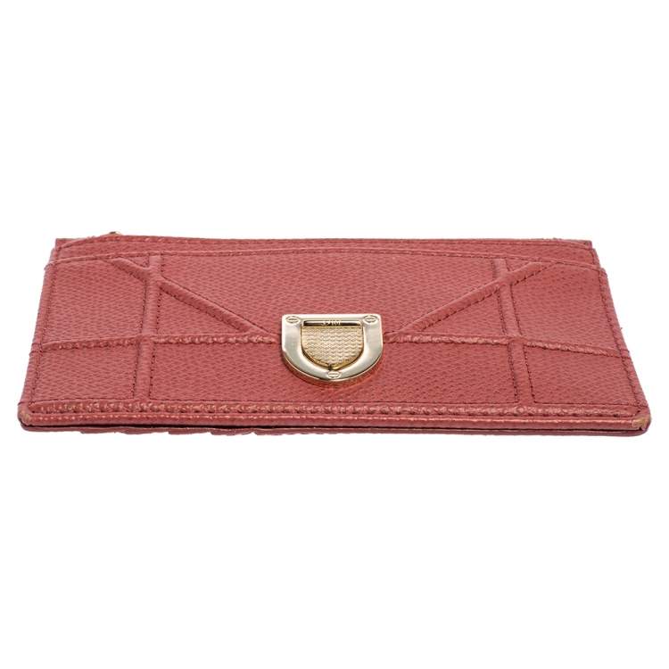 Pre Owned Dior Old Rose Leather Diorama Card Holder