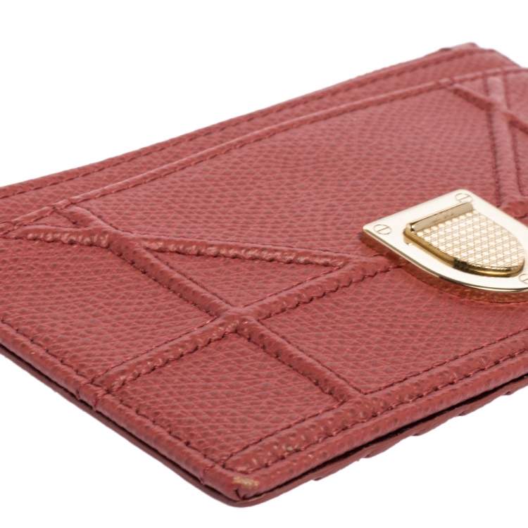 Pre Owned Dior Old Rose Leather Diorama Card Holder