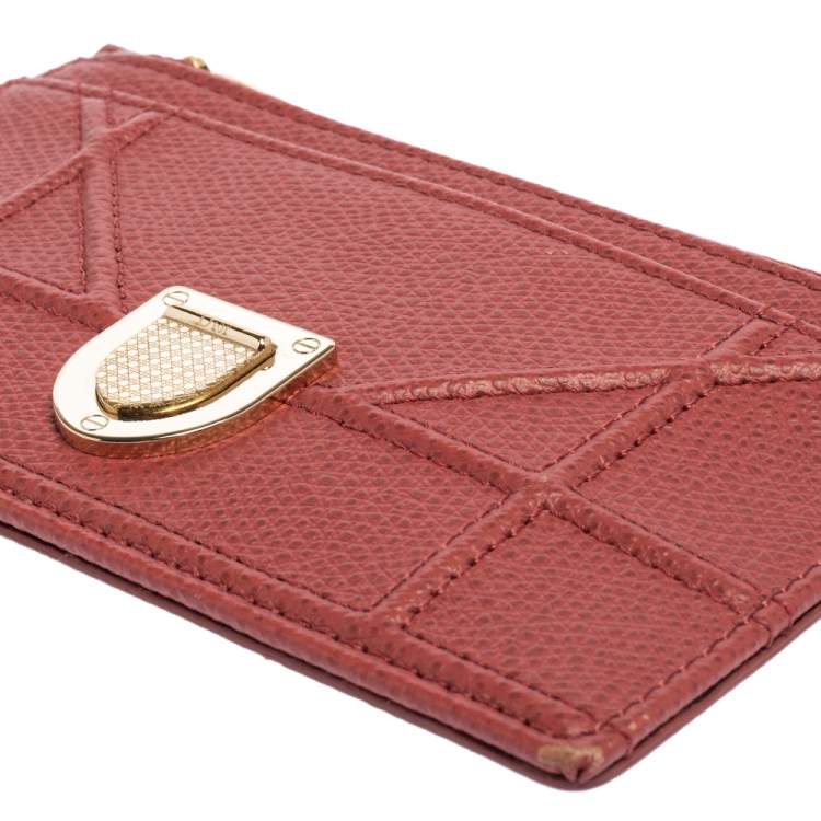 Pre Owned Dior Old Rose Leather Diorama Card Holder