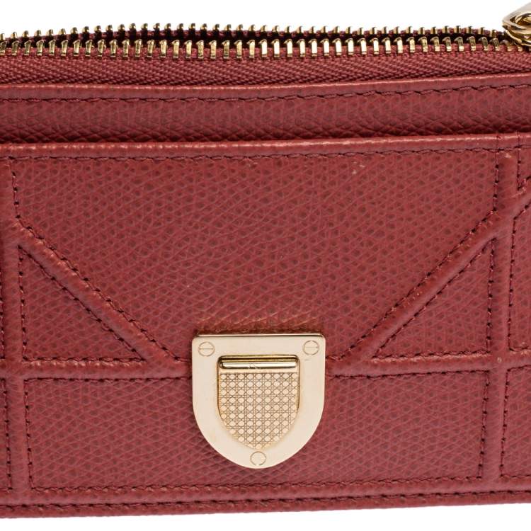 Pre Owned Dior Old Rose Leather Diorama Card Holder