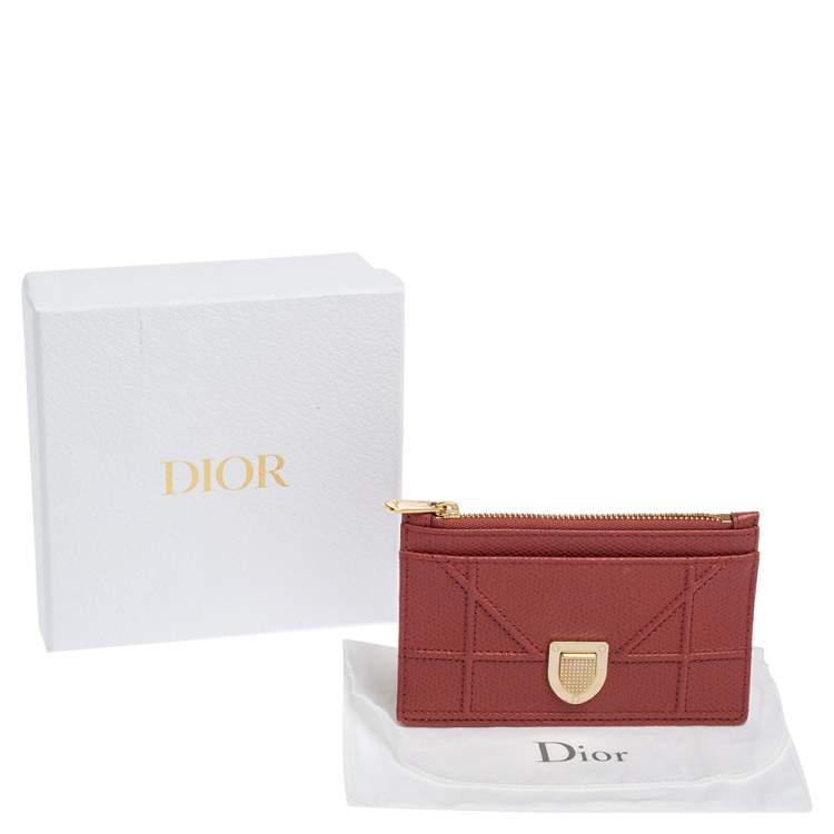 Pre Owned Dior Old Rose Leather Diorama Card Holder