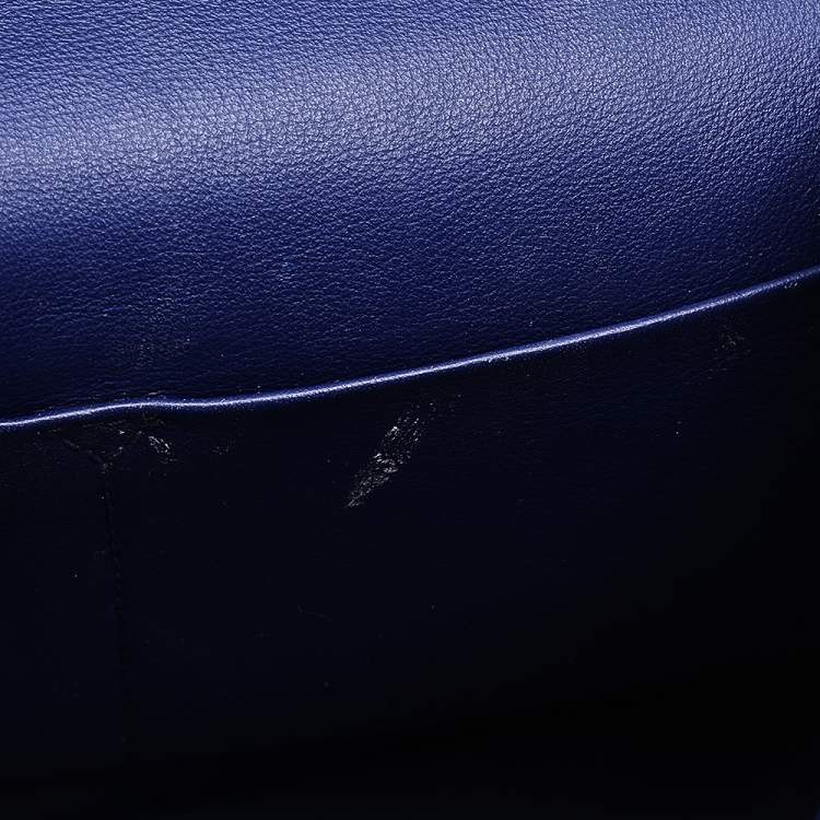 Pre Owned Dior Navy Blue Python Leather Be Dior Top Handle Bag