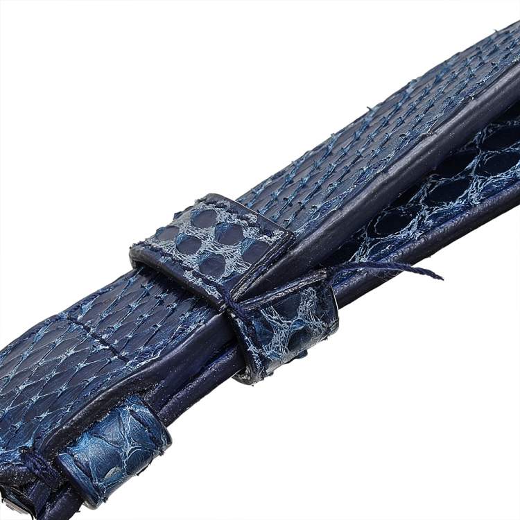 Pre Owned Dior Navy Blue Python Leather Be Dior Top Handle Bag
