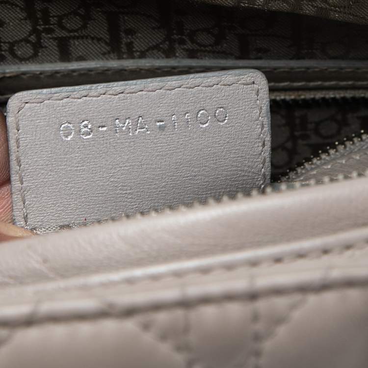 Pre Owned Dior Grey Cannage Leather Large Lady Dior Tote