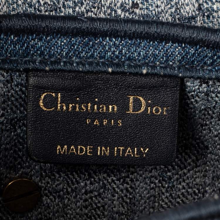 Pre Owned Dior Blue Oblique Denim Saddle Bag