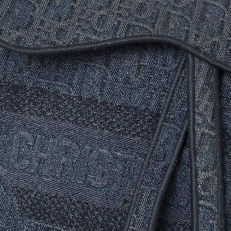Pre Owned Dior Blue Oblique Denim Saddle Bag