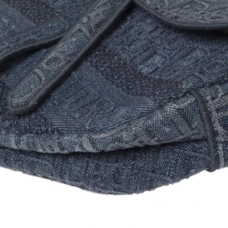 Pre Owned Dior Blue Oblique Denim Saddle Bag