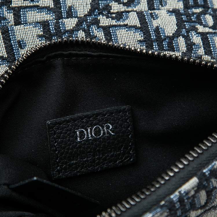 Pre Owned Dior Navy Blue Oblique Canvas Mini Saddle Crossbody Bag