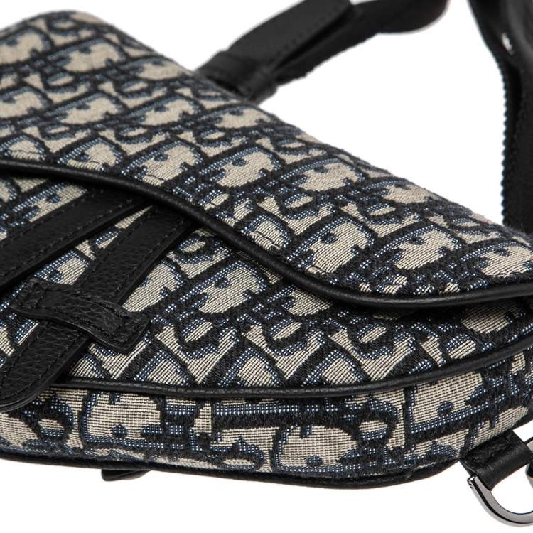 Pre Owned Dior Navy Blue Oblique Canvas Mini Saddle Crossbody Bag