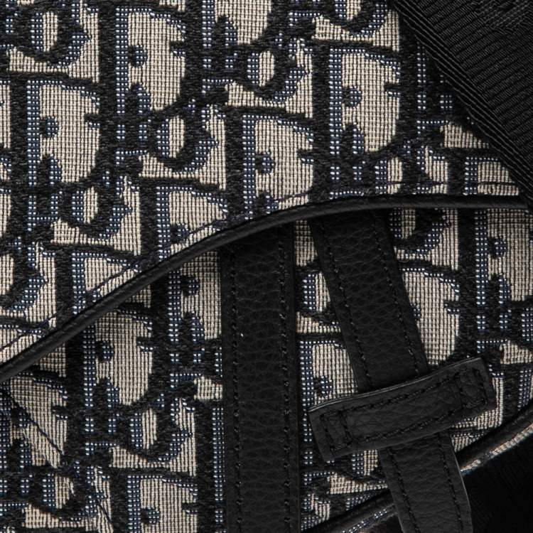 Pre Owned Dior Navy Blue Oblique Canvas Mini Saddle Crossbody Bag