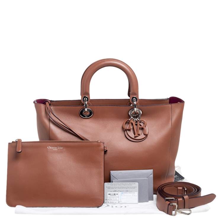 مملوكة مسبقًا Dior Brown Leather Medium Diorissimo Shopper Tote