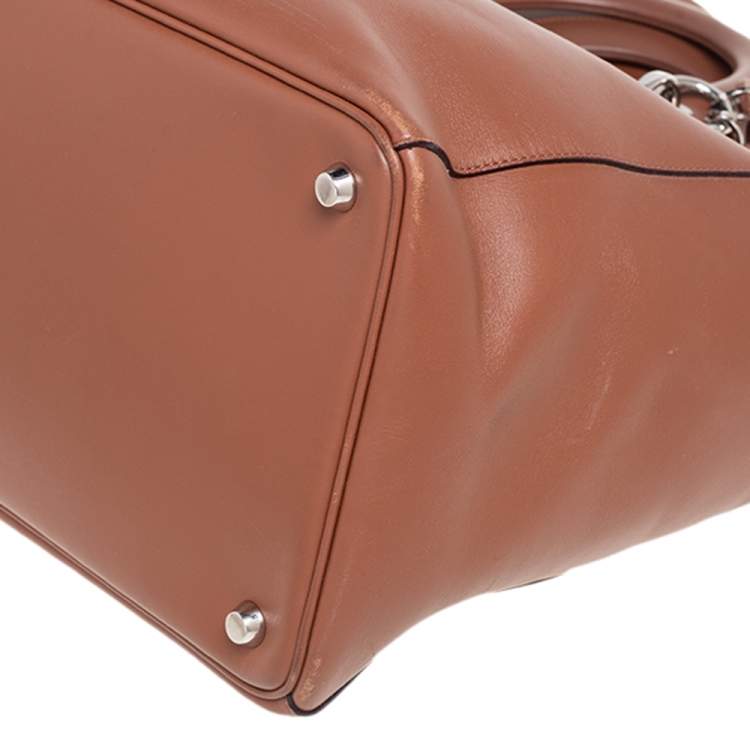 مملوكة مسبقًا Dior Brown Leather Medium Diorissimo Shopper Tote