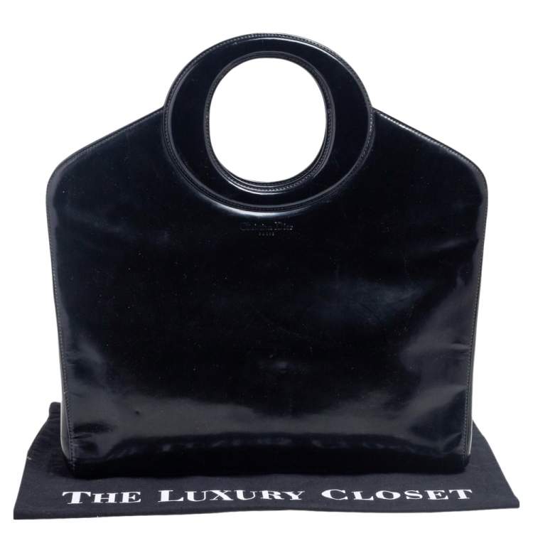 Pre Owned Dior Black Glossy Leather Vintage Frame Bag