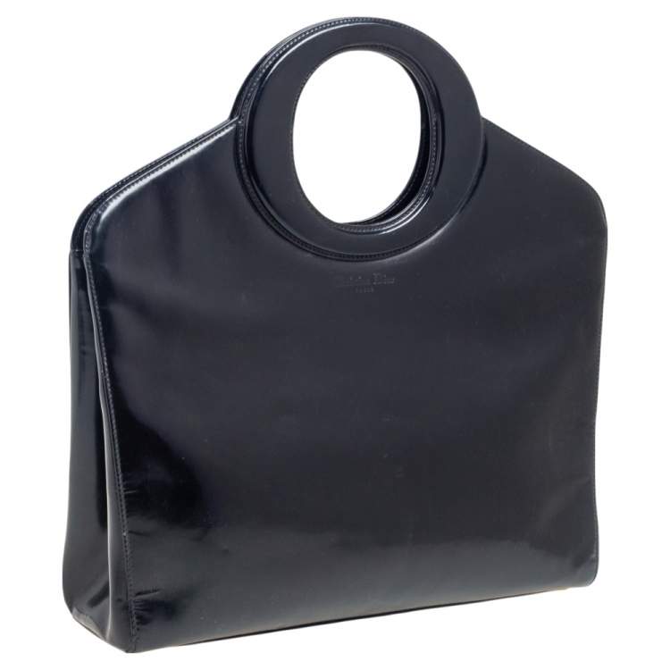 Pre Owned Dior Black Glossy Leather Vintage Frame Bag