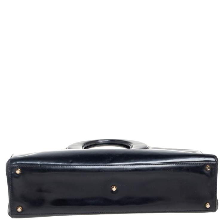 Pre Owned Dior Black Glossy Leather Vintage Frame Bag