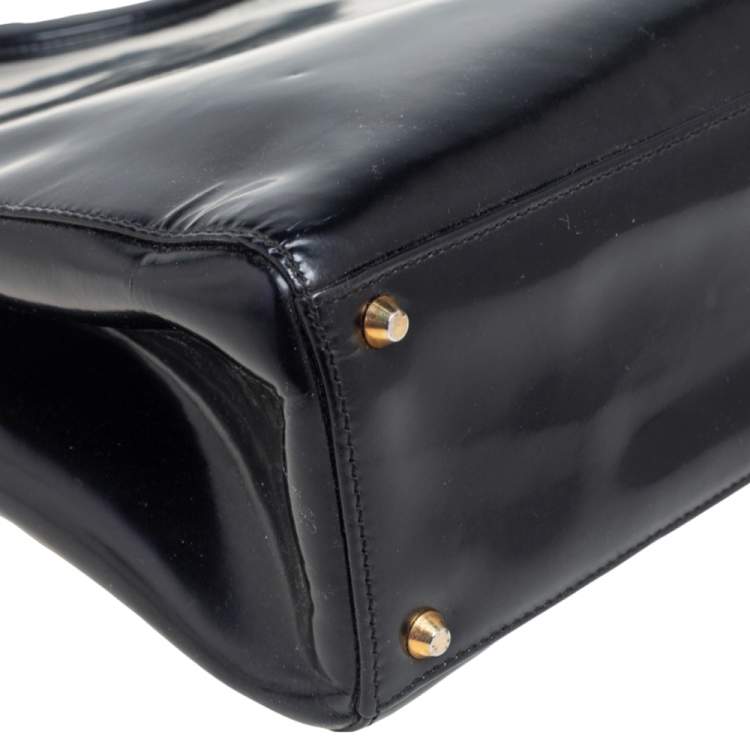 Pre Owned Dior Black Glossy Leather Vintage Frame Bag