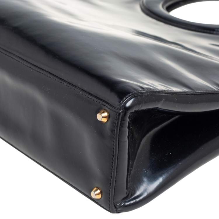 Pre Owned Dior Black Glossy Leather Vintage Frame Bag