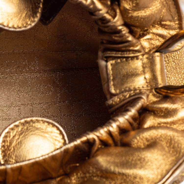 Pre Owned Dior Gold Woven Raffia Hobo 