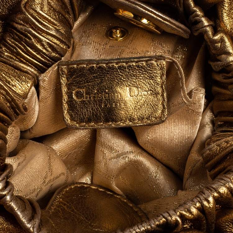 Pre Owned Dior Gold Woven Raffia Hobo 